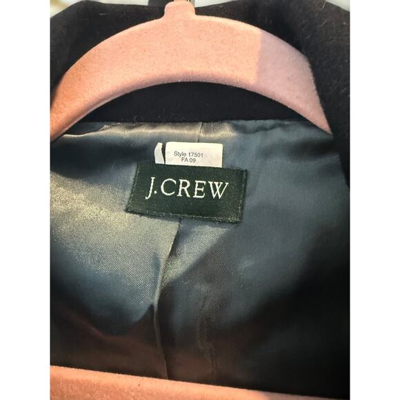 J. Crew Wool Ruffle Trim Front Button Pea Coat 17501 Black Womens Size Small - Picture 8 of 9